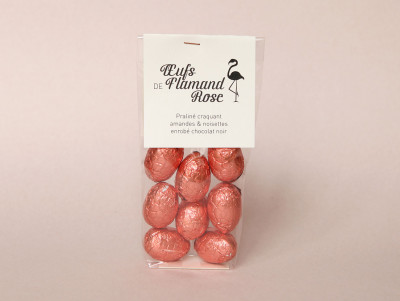 Pour les chocolat de Pâques, sachet de 25 Œufs de flamants roses, tout rose !