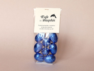 Sachet de chocolat de Pâques, de couleur bleu océan : Dauphin.