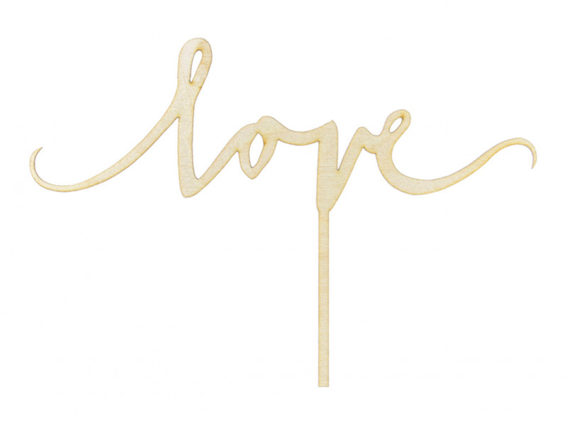 Cake topper Love : décoration en bois à piquer sur votre gateau pour un fêter un anniversaire ou un mariage !