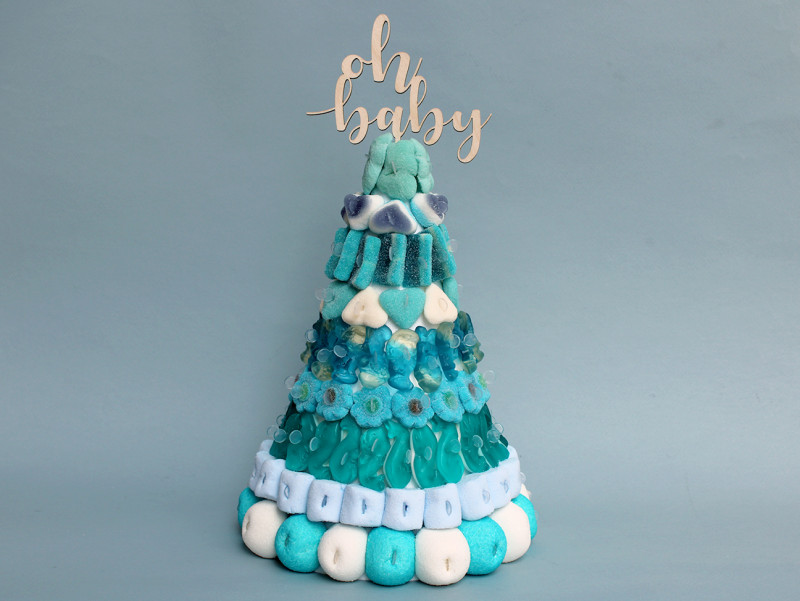 Chez Bogato - Pâtisserie Paris - Piece montée baby shower, piece montée de bonbons Bobonbon Baby bleu
