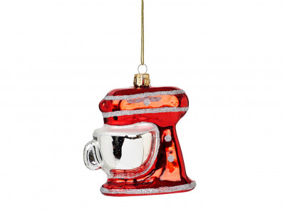 Boule de Noël - Food Mixer Kitchenaid en verre, à accrocher dans le sapin de Noël ! De couleur rouge.