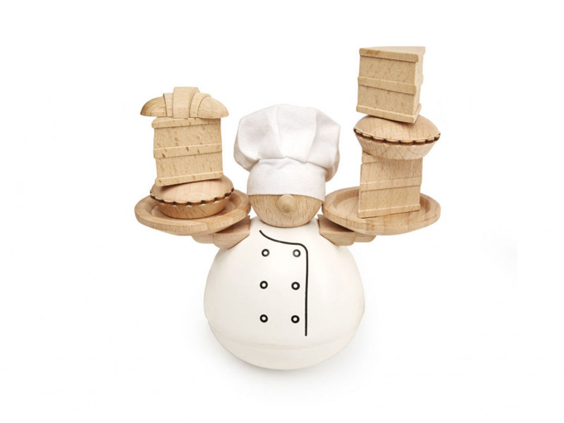 Nos idées cadeaux Chez Bogato : jouet en bois d'adresse et d'équilibre. Balance the Baker.