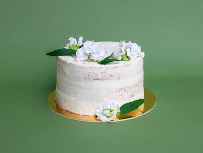 nude cake de saison pêche et verveine
