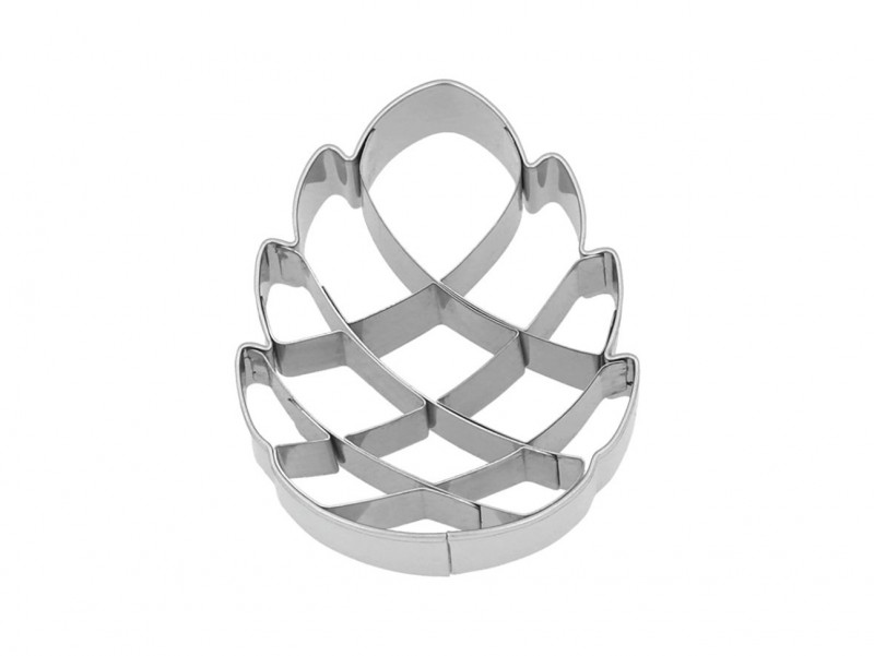 Emporte pièce Pomme de pin avec détails gravés, de hauteur 6cm en acier inoxydable.