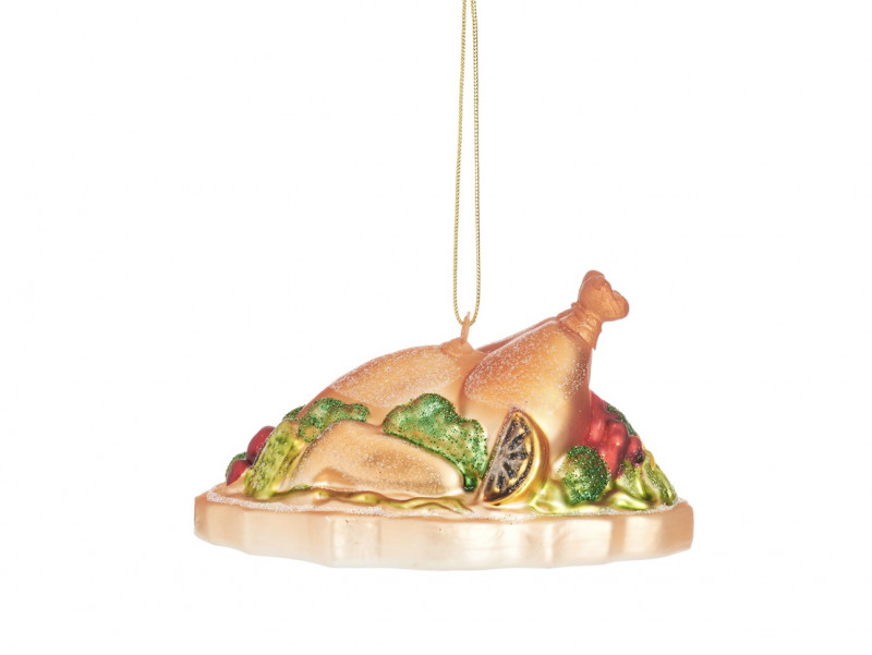 Boule de Noël en forme de Dinde en verre, à accrocher dans le sapin de Noël !