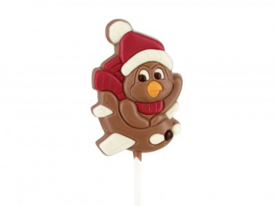 Sucette au chocolat avec figurine de Pingouin de Noël