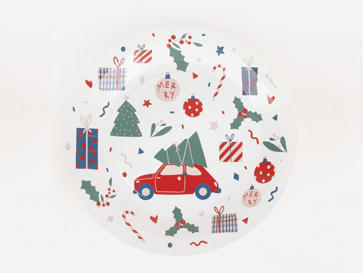 Assiettes En Carton Noël Père Noël - Lot De 60 - Diamètre 23 Cm - Motifs Festifs (bonhomme De Neige, Sapin) - Pour Fêtes Et Repas De Noël