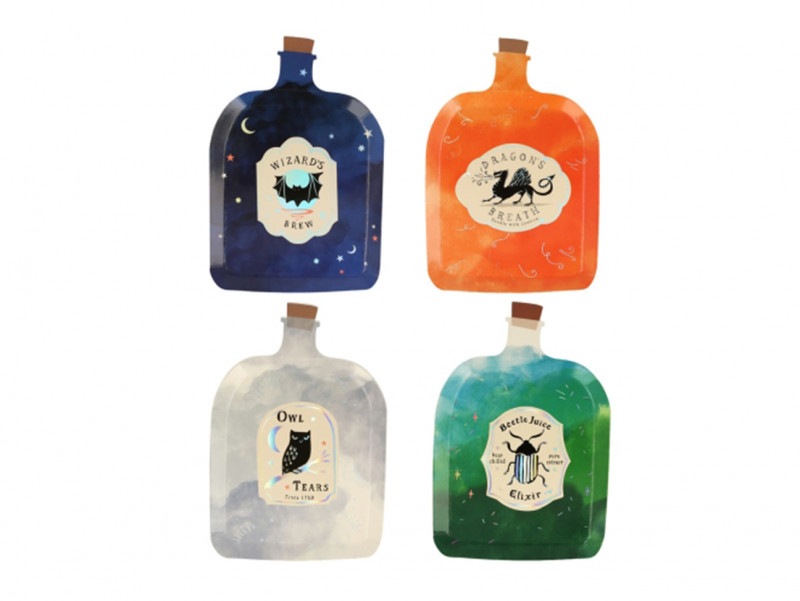 Set de 8 assiettes Potion et  Magic Spells pour Halloween, avec des incantations magiques.