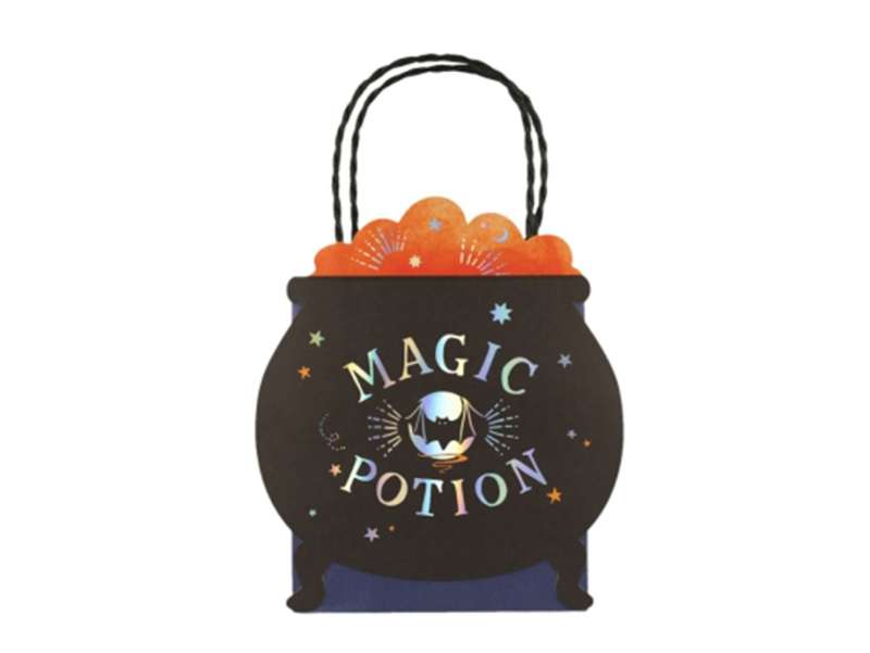 Lot de 8 sacs party bags Potion pour aller ramasser des bonbons à Halloween.