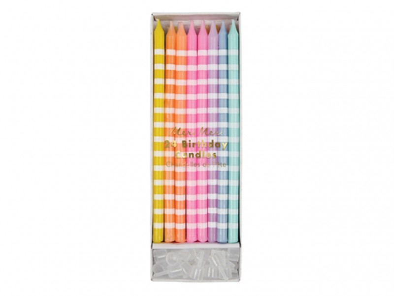 Chez Bogato - Pâtisserie Paris - Bougies rayées pastels pour vos gâteaux d'anniversaire