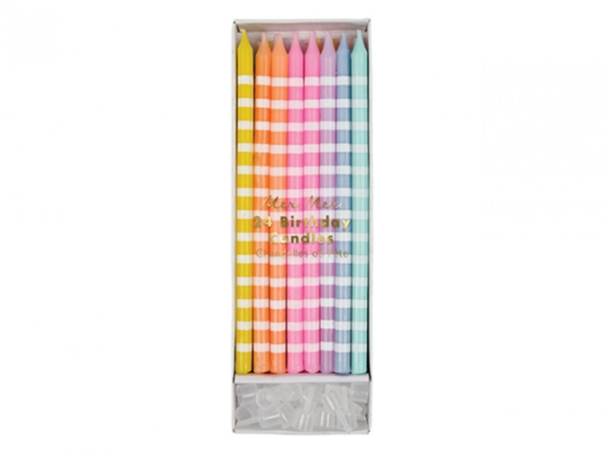 Chez Bogato - Pâtisserie Paris - Bougies rayées pastels pour vos gâteaux d'anniversaire