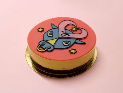 Gâteau d'anniversaire Astro Verseau avec un dessin de l'artiste française Taureau. À commander et personnaliser.