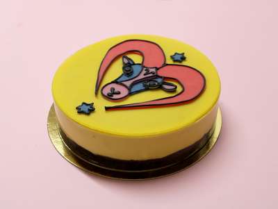 Gâteau d'anniversaire Astro Verseau avec un dessin de l'artiste française Bélier. À commander et personnaliser.