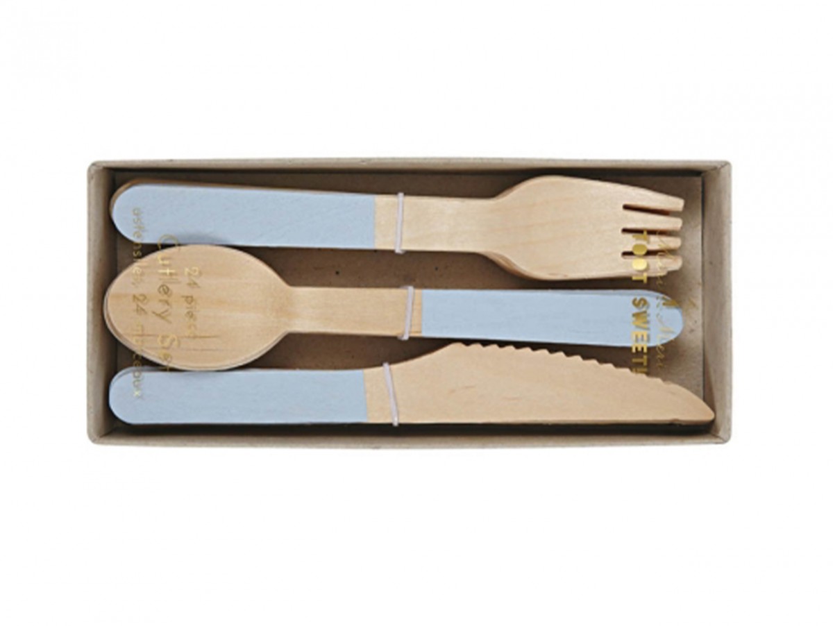 Lot De 18 Couverts En Bois Pastel - Manches Colorés - 16cm - Pour Apéro, Pique-nique, Fête