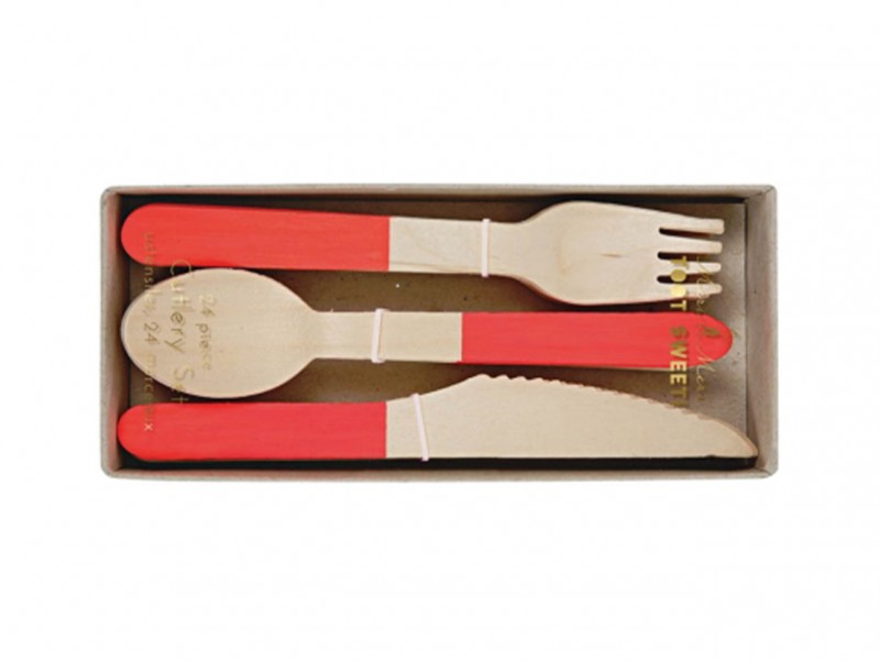 Couverts en bois Rouge