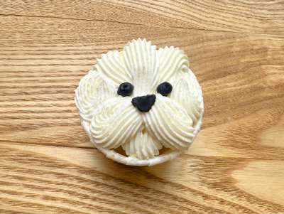 Cupcake chien caniche blanc à la vanille