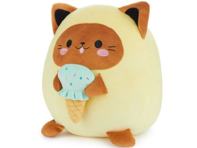 Chez Bogato - Peluche Fluffy Kawaii Couleur jaune représentant un chat avec sa glace