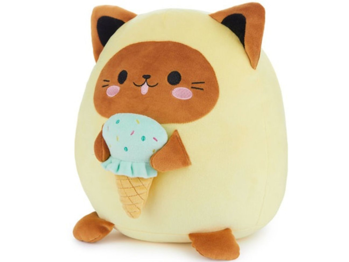 Chez Bogato - Peluche Fluffy Kawaii Couleur jaune représentant un chat avec sa glace