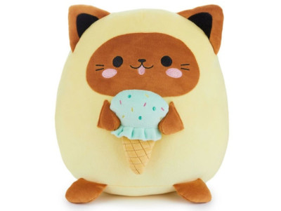 Chez Bogato - Peluche Fluffy Kawaii Couleur jaune représentant un chat avec sa glace