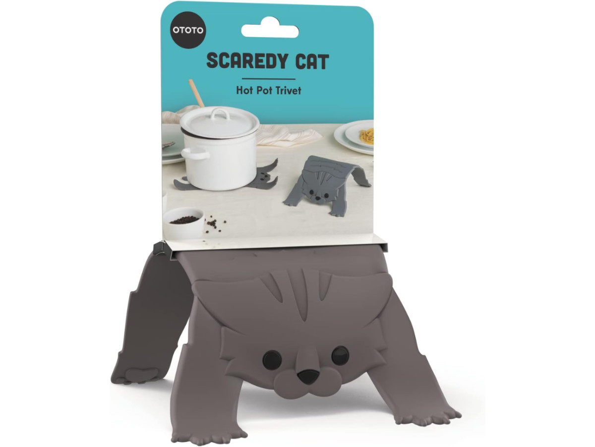 Chez Bogato - Dessous de plat en forme de chat gris pour poser les plats chauds