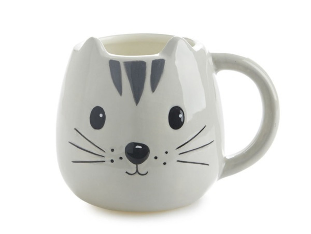 Chez Bogato - Mug Kitty en forme de tête de chat gris