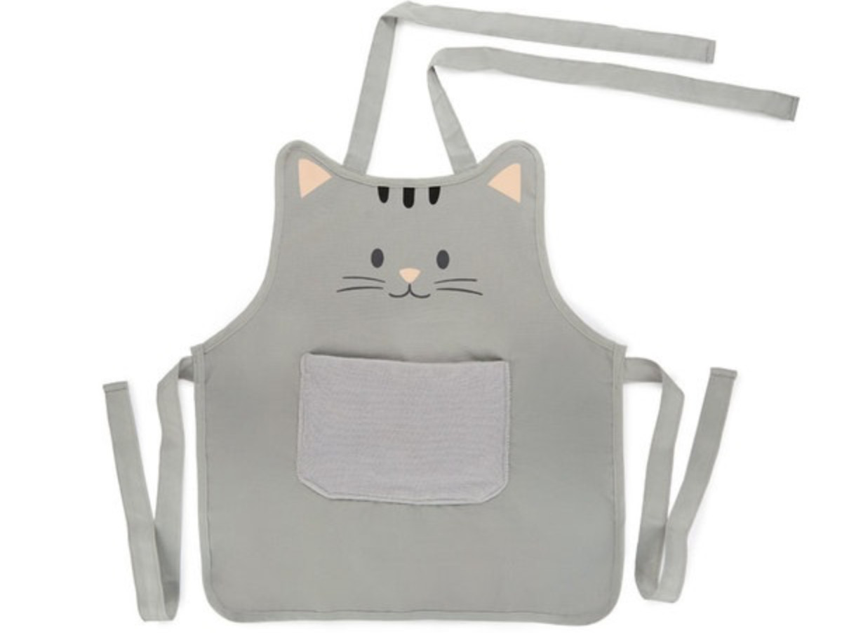 Chez Bogato - Boutique Paris - Tablier Kitty avec une tête de chat gris ajustable