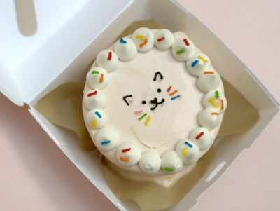 Bento cake Paris "Chaton" de la pâtisserie Chez Bogato, chocolat blanc et sprinkles à personnaliser