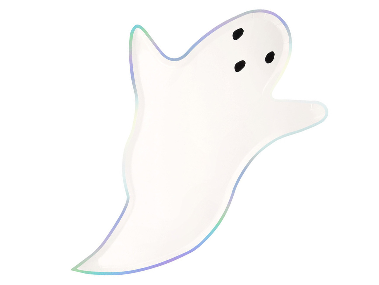 Assiettes pour fête d'Halloween en forme de fantôme avec liseré argenté