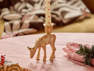 Bougeoir en forme de rennes / biche, de couleur dorée or