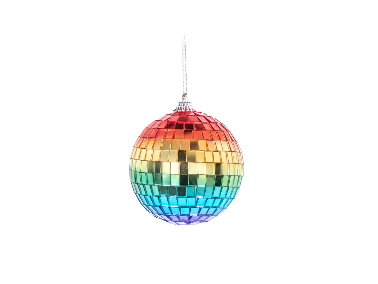 Boule de Noël à facettes disco aux couleurs gay de l'arc en ciel