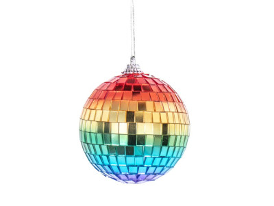 Boule de Noël à facettes disco aux couleurs gay de l'arc en ciel