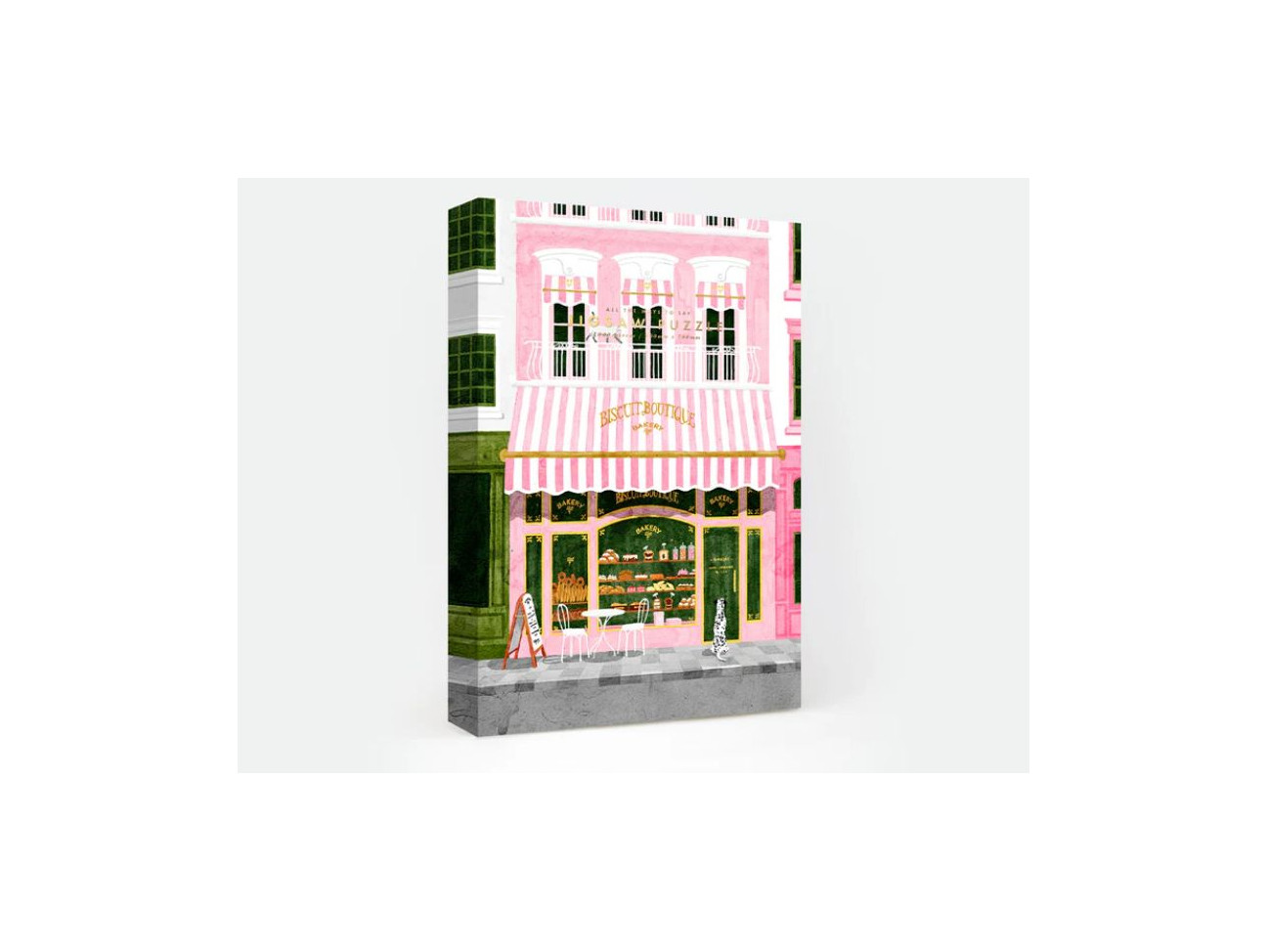 Puzzle de 1 000 pièces illustrant une pâtisserie rose à la française