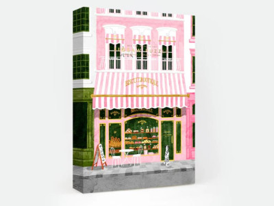 Puzzle de 1 000 pièces illustrant une pâtisserie rose à la française