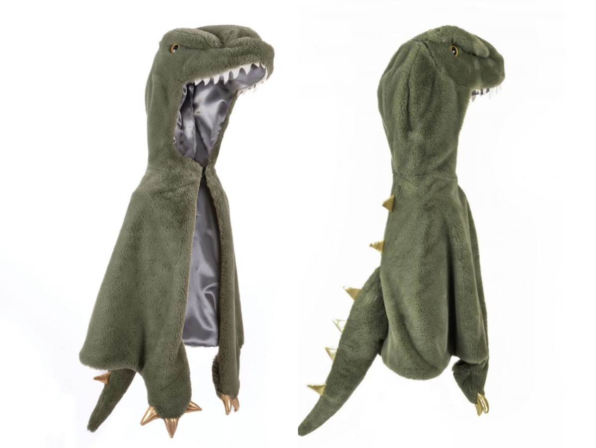 Déguisement pour les enfants, avec une cape doudou Dinosaure. Parfait pour un anniversaire à thème !