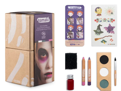 Kit de maquillage avec palette de couleurs, crayons, faux sang et tatouages pour les enfants, thème monstres et vampires