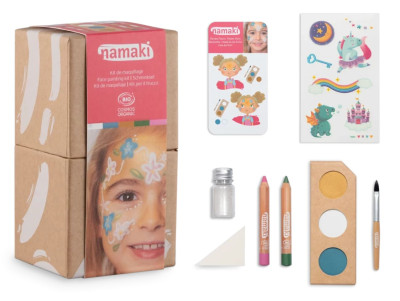 Kit de maquillage avec palette de couleurs, crayons, mascara et tatouages pour les enfants, thème féé