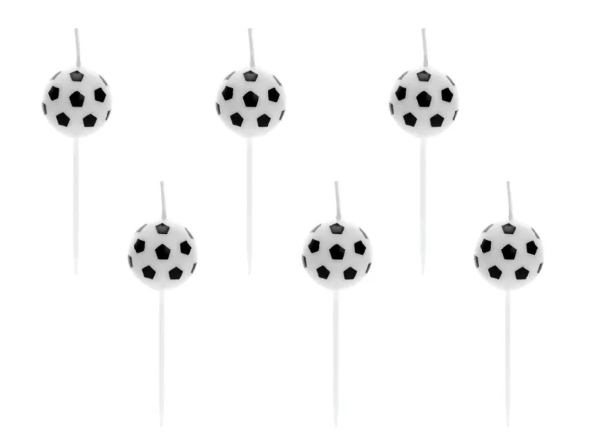 Set de Bougies foot en forme de ballon de de foot, pour un gâteau thème football