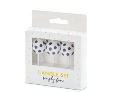 Set de Bougies foot en forme de ballon de de foot, pour un gâteau thème football