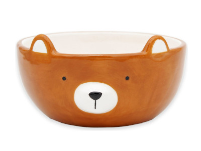 bol céramique tête ours brun